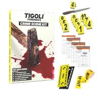 Panda Loco Forensics CSI Crime Scene Kit - 10 Evidence Markers, 3m “DO NOT CROSS” Evidence Bags, Forensic Ruler & Gloves - Perfect for Murder Mystery Parties