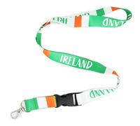 Panda Loco Ireland Lanyard - Irish Tricolour Flag ID Badge Holder | Green White Orange Design for Work, Travel, Festivals & Irish Gifts