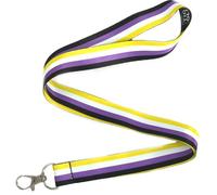 Panda Loco Non-Binary Pride Lanyard - Yellow, White, Purple & Black Flag ID Holder | Inclusive LGBTQ+ Neck Strap for Work, Students, Events & Ally Gifts