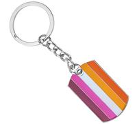 Panda Loco Pride LGBTQI+ Flag Dog Tag Keychain (Lesbian Sunset)