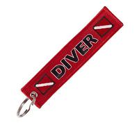 Panda Loco SCUBA DIVER KEY RING - Diver Down Flag Red Kit Bag Luggage Tag