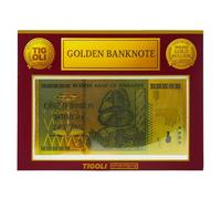 Panda Loco Zimbabwe 100 Trillion Dollar Golden Banknote Collectible With Wallet And Certificate, Novelty 999 Gold Bullion Style Display Note, Reserve Bank Of Zimbabwe Souvenir Gift Set