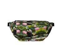 Panda Lotus Pond Running Waist Pack-No-Bounce Phone Holder for Gym, Waterproof Crossbody Bum Bag with Adjustable Strap