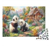Panda Love 1000 Pieces Jigsaw Puzzles for Adults & Family Premium Cardboard Home Decoration Wall Display Gift for Women Brain Puzzle Game Jigsaw 38x26cm/1000pcs