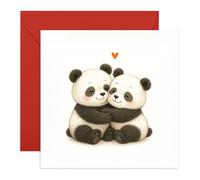Panda Love Card - Romantic Hugging Pandas - Gift for Him, Her, Partner, Babe, Darling, Hun, Boyfriend, Girlfriend, Husband, Wife - Cute Valentine or Anniversary Card - Comes with Stickers
