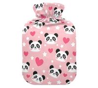 Panda Love Pink Hot Water Bottle with Cover for Pain Relief Hot Bag for Sports Injuries, 1L