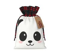 Panda Lovely Head Print Drawstring Bags, Candy Snack Bag, Reusable Holiday Pouches for Wrapping & Storage S