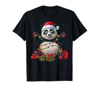 Panda Lover Xmas Lighting Santa Hat Panda Christmas T-Shirt