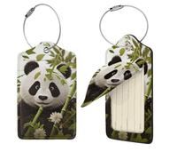 Panda Luggage Tag for Suitcase PU Leather Suitcase Tag with Stainless Steel Loop and Address Card Baggage Tags Cute Bag Name Travel Tags ID Labels for Women Men 2 PCS