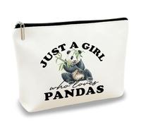 Panda Makeup Bag, Mom Cosmetic Bag Gift, Just A Girl Who Loves Pandas Print Cosmetic Pouch, Zipper Travel Makeup Bag for Women, Portable Beauty Organizer Daily Use 10x7 Inch