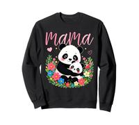 Panda Mama Mom and Cute Baby Panda Mothers Day Floral Women Sweatshirt