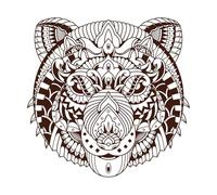 Panda Mandala Linear Style Wall Decals 67.2x68.3cm Easy Installation Coffee