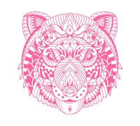 Panda Mandala Linear Style Wall Decals 67.2x68.3cm Glass Stickers Pink