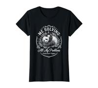 Panda Me Solving My Problems Sleep Nap Funny Value Graphic T-Shirt, Women, Black, L