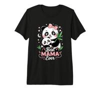 Panda Mom and Cub Best Mama Ever Cute Scene Premium T-Shirt