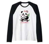 Panda Mom and Cub Best Mama Ever Cute Scene Raglan Baseball Tee