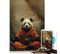 Panda Monk Mystic Meditate 1000 Piece Jigsaw Puzzles for Teenagers Jigsaw Mind Puzzle Tension Relief Art Assembly Premium Gift (38x26cm)