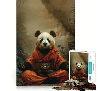 Panda Monk Mystic Meditate 1000 Pieces Jigsaws Adults Puzzles Gifts Memory Upgrade Leisure Time Sharp Cut Wall Art Decor (38x52cm)