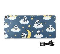 Panda Moon Cloud Blue Pattern Heated Desk Mat Large Heated Desk Pad Protector with 3 Heating Levels PU Leather Writing Pad and Blotter for Home Decor, 31.5x13in