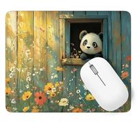 Panda Mouse Mat, Small Mouse Pad Flower Waterproof Gaming Mousepad, Mini Desk Mat 25 x 21 cm with Anti-Slip Base, Stitched Edges Mousepad, Keyboard, Mousemats for Desk, Gifts for Women p1j-850