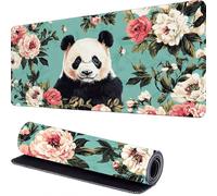 Panda Mouse Pad 1000 x 400 x 3mm Desk Mat Flower Gaming Mouse Pad, Large Mousepad, Mousemat Computer Desk Mat with Non Slip Rubber Base, Water Resist Surface, for Computer, Desks, Gaming, Work r-653