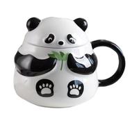 Panda Mug - Large Drinking Cup, Cute Ceramic Container, Novel Animal Piece | Cartoon Water Vessel with Lid for Coffee Milk Tea Hot Cold Drinks Home Office Breakfast Tableware Gift Present Idea