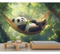 Panda Murals Greenery Botanical Wallpaper for Kids Room Sunny Forest Wallpaper Hammock Wall Paper for Bedroom Poster Mural Living Room Dining Room Decor 490X350cm