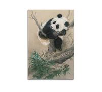 Panda Napping on Tree Wall Art, Cozy Print, Lazy Poster, Adorable Canvas Picture Artistic Wall Mural Modern Hanging Decor Poster08x12inch(20x30cm)