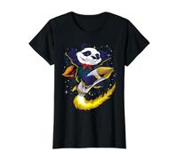 Panda On A Rocket Throwing The I Love You Sign Value Graphic T-Shirt, Women, Black, S