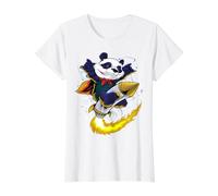 Panda On A Rocket Throwing The I Love You Sign Value Graphic T-Shirt, Women, White, M