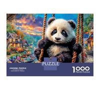 Panda on Swing 1000 Pc Premium Cardboard Classic Jigsaw Cute Animal Puzzle for Budget Shoppers Logic Skill Family Game Night Hard Challenge 70x50cm/1000pcs