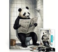 Panda on The Toilet Hard Jigsaw Puzzle for Adults 1000 Pieces Strong Logic Toy Bonding Time Clear Edge (38x26cm)
