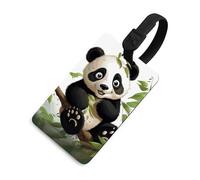 Panda on The Tree Branch Luggage Tag for Suitcases TSA Approved with Name Id Card Suitcase Tags Identifiers Black Strap Clear Window Personalized Baggage Tag for Cruise Airport Travel Essentials