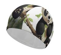 Panda on The Tree Branch Swim Cap Comfortable Swimming Caps Stretchable Durable Swimming Hat for Men and Women