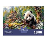 Panda on Tree Branch 1000pc Premium Jigsaw Puzzle Wildlife Art Jigsaw Puzzle Bundle Sturdy Cardboard DIY Family Game Beautiful Decor Adults Kids Enthusiasts 52x38cm/1000pcs