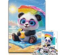 Panda on Vacation Jigsaw Puzzles for Teenagers 1000 Piece,Educational Games Home Decoration Suitable for Desktop Decoration (38x26cm)
