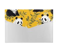 Panda on Yellow Background File Folder 6-Pocket, Waterproof Accordion File Organizer with Snap Closure, Expanding Document Holder for Office, Home