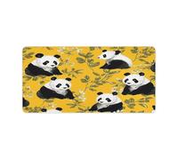 Panda on Yellow Background Mouse Pad Office Desk Protector with Anti-Slip Base Large Gaming Mouse Pad Keyboard Mouse Mat Desk Blotter Desktop Writing Pads Desktop Decor Mat 24" X 12"