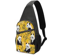 Panda on Yellow Background Sling Bag Chest Bag Daypack Fanny Pack Cross Body Bags Crossbody Bags Fanny Pack Purse for Women Men