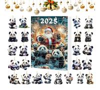 Panda Ornament - 26x18x3cm Countdown Panda Set, Paper Acrylic Festive Ornaments, 24 Toy Pendants, Holiday Decorative Celebration Accessories | Creative Christmas Tradition Gift For Stocking Stuffer