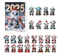 Panda Ornaments Advent 24 Days - 2D Acrylic Panda Pendant Countdown Ornaments Calendar - Hangable Animal Rear View Mirror Charm for Kids Backpack Window Balcony Car Front Door Boys Girls Christmas Tre