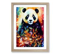 Panda Painted Vol.1 Framed Print | A2 Oak Framed Wall Art | Ready to Hang | Modern Animal Picture | Living Room Bedroom Lounge Office