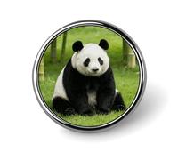 Panda Pattern Black Badge Exquisite Round Alloy Brooch Cute Brooch Fashion Name Badge Lightweight Elegant Pin Compact Circular Alloy Lapel Pin for Id Club Event Souvenir Gift