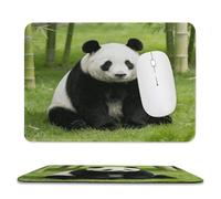 Panda Pattern Black Mouse Pad with Stitched Edge Mousepad Non-Slip Rubber Base Mouse Mat for Laptop Computer 2 Cute Computer Mouse Pads for Office Gaming Home
