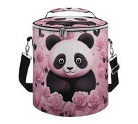 Panda Pattern Lunch Bag, 15L Portable Leakproof Picnic Basket with Shoulder Strap, Insulated Picnic Cooler Bag for Camping, Beach, Hiking & Groceries