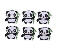Panda Pattern Sewing Patches, Cotton DIY Clothing Patches, 6PCS, Approx. 2.0x2.1in - Easy Iron - On or Sew, Bright Embroidery, Ideal for Backpacks and Clothes