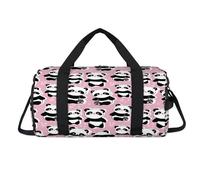 Panda Pattern Sport Duffel Bag with Shoes Compartment Cute Panda Animals Overnight Weekender Bags Travel Gym Luggage Organizer for Women Men Kids Girls Boys