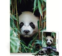 Panda Peering through Bamboo Forest Jigsaw Puzzles for Adults 1000 Piece Reason Skill Toy Anxiety Relief Exact Cut Elegant Gift (38x26cm)