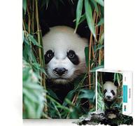 Panda Peering through Bamboo Forest Jigsaw Puzzles for Teenagers 1000 Pieces Think Toy Soothing Fun Clean Cut Art Collectible (50x75cm)