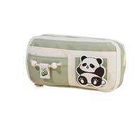 Panda Pencil Bag Green Multi-Layer Large Capacity Pensil Case Cute Cartoon Pen Holder Stationery School Supplies Gift Organizer